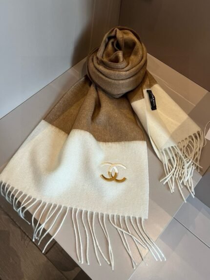 CHANEL 100% cashmere water ripple small scarf  Size: 30*180cm