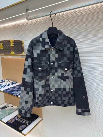 LOUIS VUITTON checkerboard mosaic denim jacket