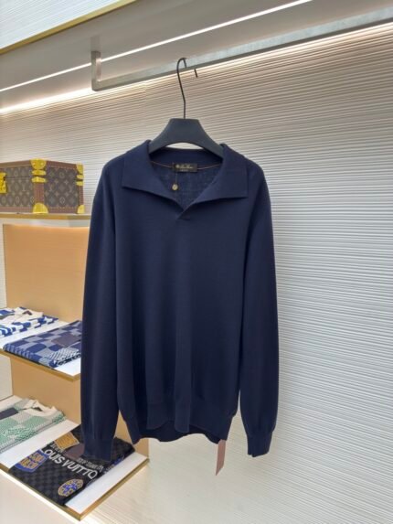Loro Piana Seagull Collar Polo Long Sleeve Shirt