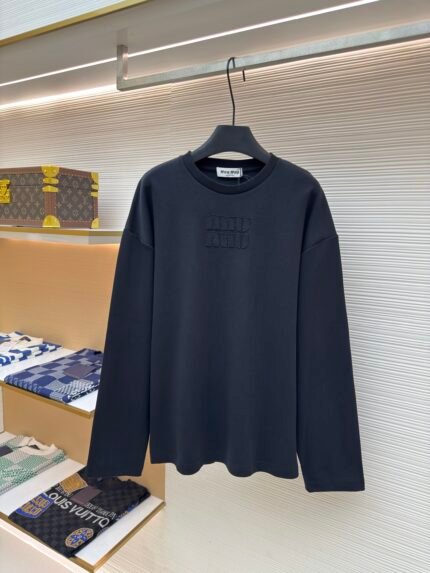MIU MIU Embroidered Burnt Flower Logo Long Sleeve
