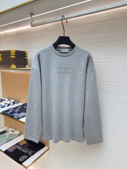 MIU MIU Embroidered Burnt Flower Logo Long Sleeve