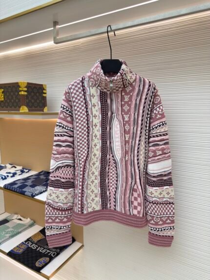 LOUIS VUITTON NigoMonogram Flower Jacquard Heavy duty Half Zipper Stand up Collar Sweater