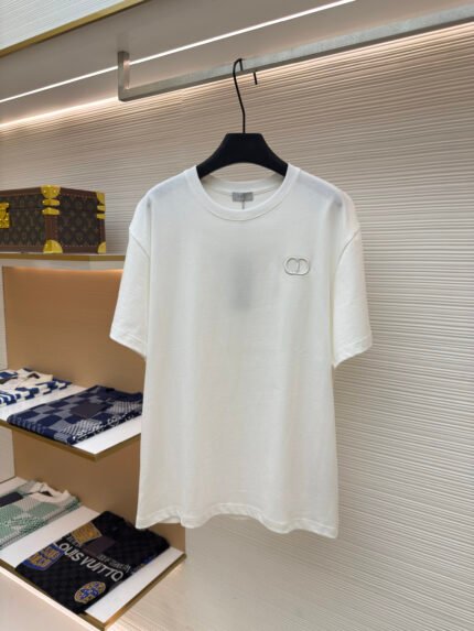 DIOR CD letter embroidered round neck short sleeved shirt
