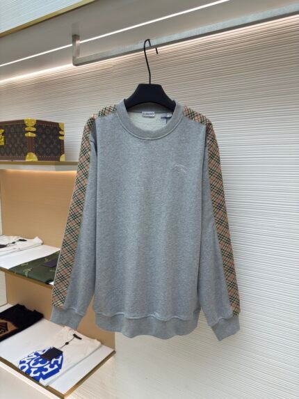 BURBERRY webbing trimmed round neck sweatshirt