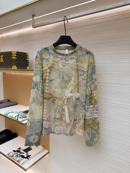 Acne Studios — Acne Lace, Pearl Chain, and 3D Print Long-Sleeve Top [Women's]