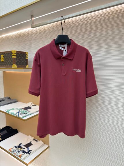 Acne Studios Collared Logo Embroidered Polo Shirt