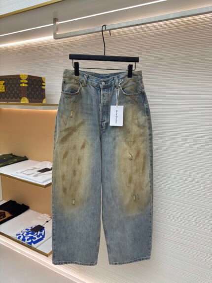 Acne Studios 2023M Distressed Loose Wide-Leg Jeans