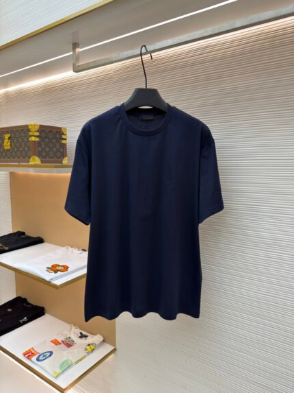 Prada Crewneck Short-Sleeve T-Shirt with Embroidered Crest