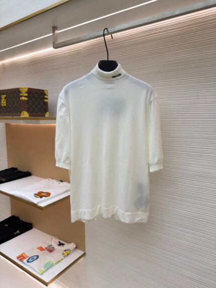 Prada Jacquard Short-Sleeve Sweater