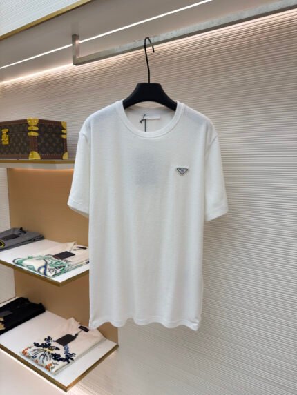 Prada Triangle Logo Terry Short-Sleeve Shirt