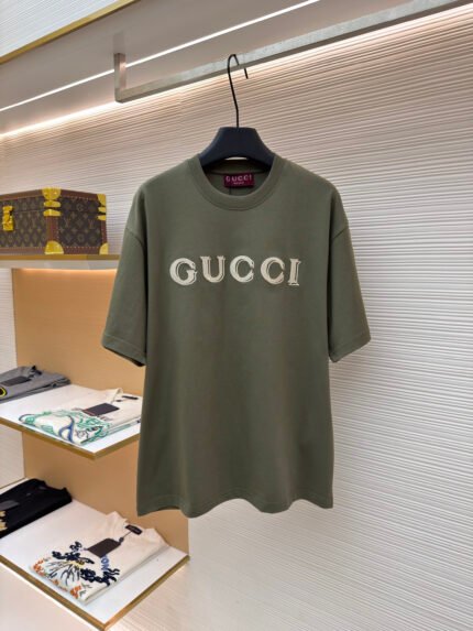 Gucci Forest Green Embroidered Crewneck Short-Sleeve T-Shirt
