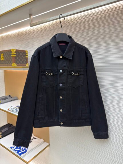 Gucci Horsebit Cotton Denim Jacket with Button Closure