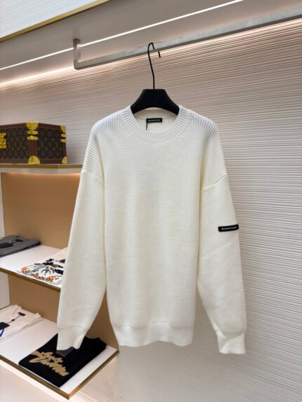 Balenciaga Crewneck Sweater with Sleeve Logo
