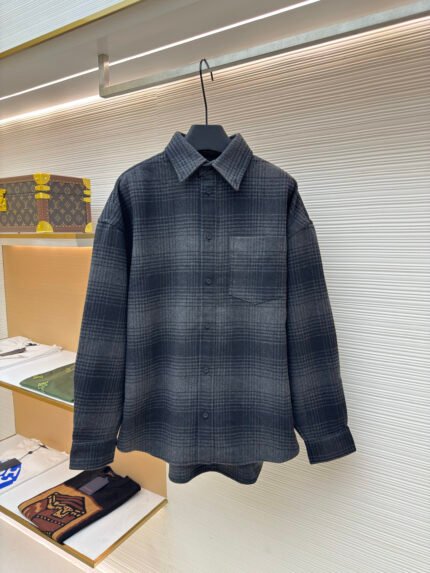Balenciaga Flannel Shirt with Black Vinyl Lettering