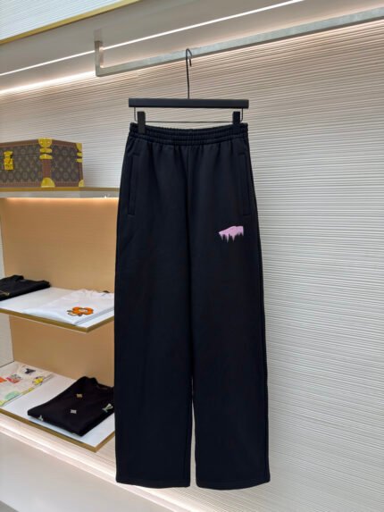 Balenciaga Straight-Leg Trousers with Liquified Print and Embroidery