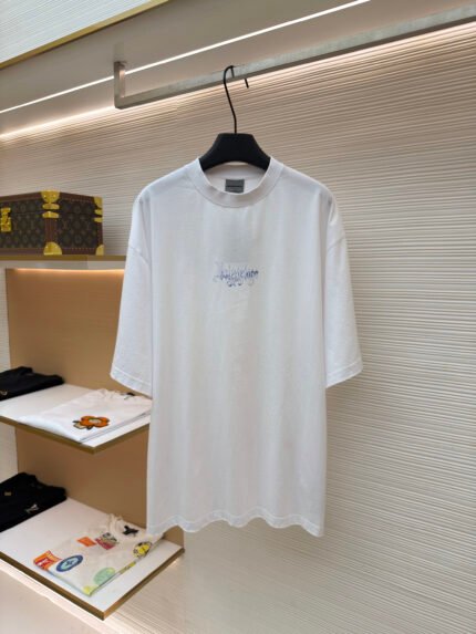 Balenciaga Washed & Distressed T-Shirt with Gothic Lettering Art Style