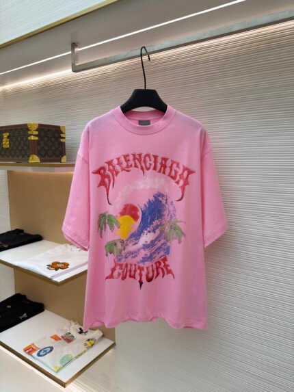 Balenciaga Summer Waves Cracked-Effect Printed T-Shirt