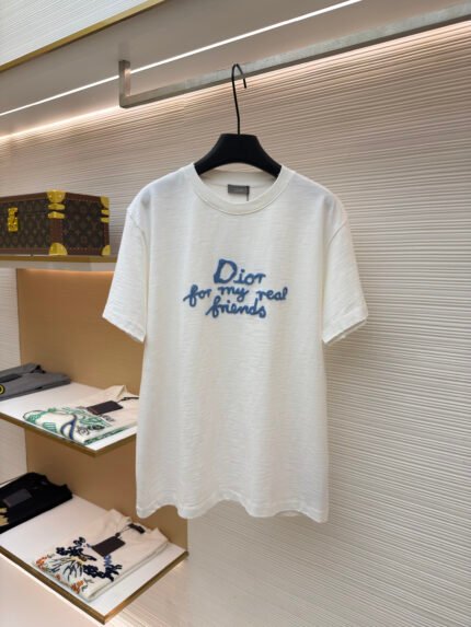 Dior Terry Embroidery Short-Sleeve Top