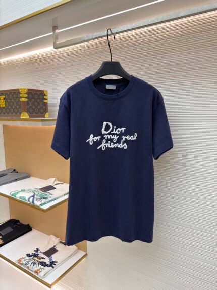 Dior Terry Embroidery Short-Sleeve Top