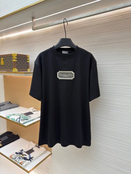 DIOR Water-Soluble Embroidery Logo Short-Sleeve Top