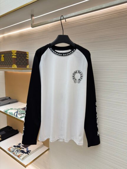 Chrome Hearts Classic Revival: Black and White Paneled Long-Sleeve Shirt