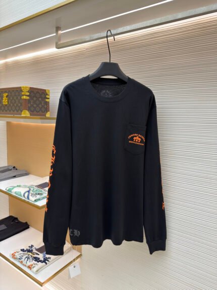 Chrome Hearts Orange Sanskrit Logo Long-Sleeve T-Shirt