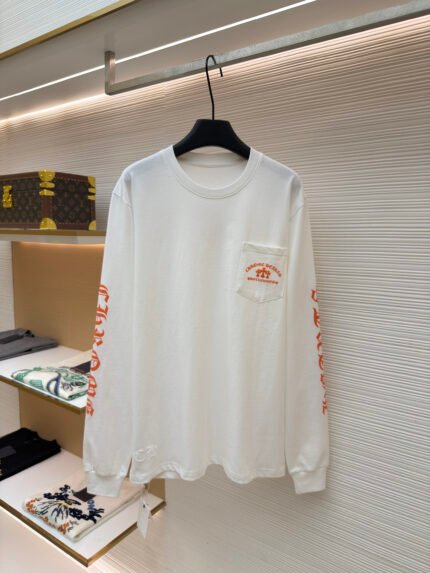 Chrome Hearts Orange Sanskrit Logo Long-Sleeve T-Shirt