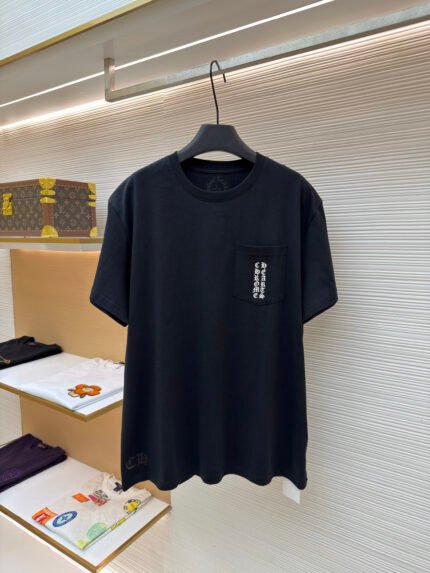 Chrome Hearts Short-Sleeve T-Shirt with Pink Sanskrit Lettering
