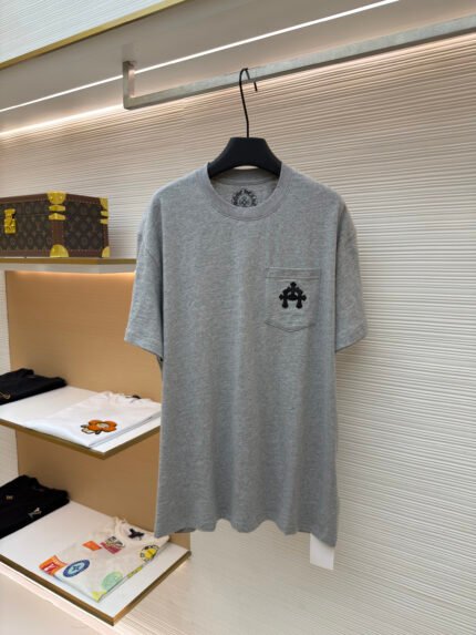 Chrome Hearts Slub Cotton & Leather-Panel Short-Sleeve Shirt
