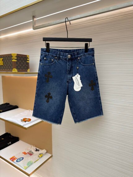 Chrome Hearts Cross Logo Denim Shorts