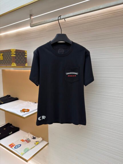 Chrome Hearts Short-Sleeve T-Shirt with Distressed American Flag Back Print