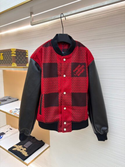 Louis Vuitton Plaid Jacket with Beaded Logo Letter Embroidery