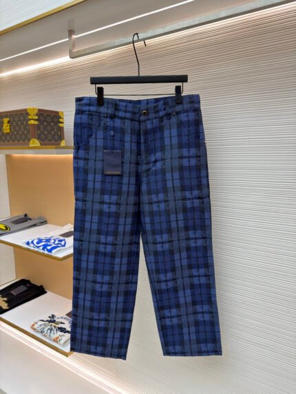 Louis Vuitton Plaid Denim Cargo Trousers