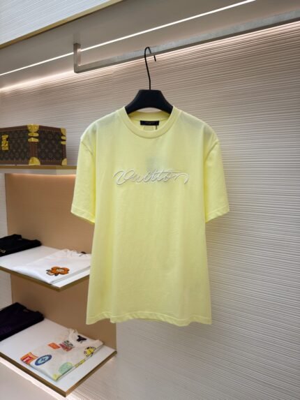 LOUIS VUITTON Pale Yellow Signature Crewneck Short-Sleeve T-Shirt
