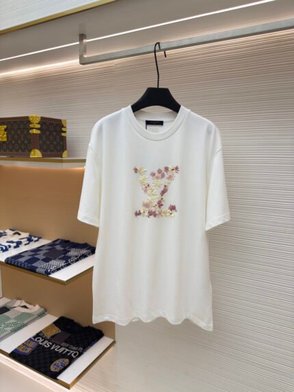 Louis Vuitton Ribbon & Cherry Blossom Crew-Neck Short-Sleeve Top