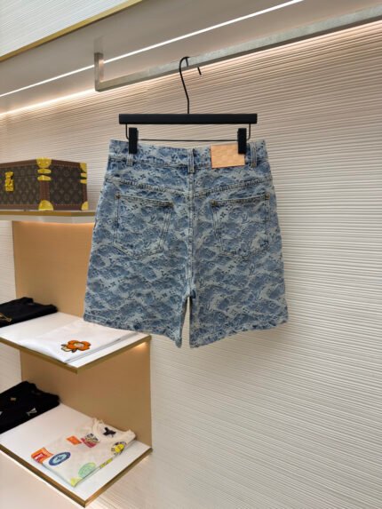 Louis Vuitton Letter-Embossed Jacquard Denim Shorts