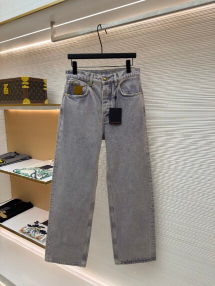 Louis Vuitton Faded Denim Jeans with Lettering