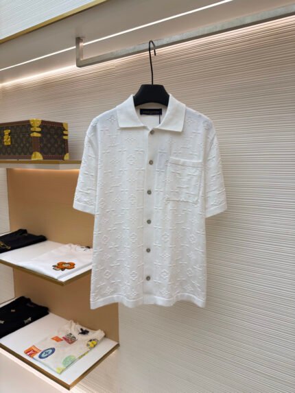 Louis Vuitton Letter & Floral Jacquard Knit Short-Sleeve Cardigan
