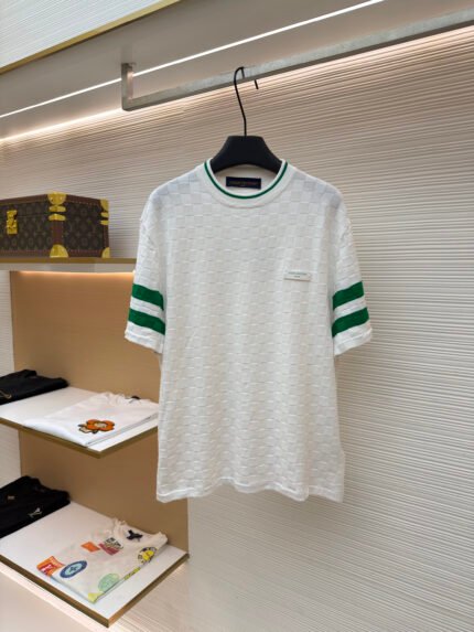 Louis Vuitton Color-Block Damier Jacquard Knit Short-Sleeve Top with Letter Patches