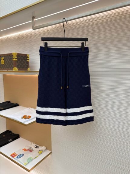 Louis Vuitton Letter Badge-Trimmed Damier Jacquard Knit Shorts