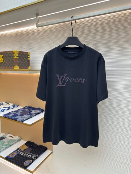 Louis Vuitton Sequin-Letter Short-Sleeve Top
