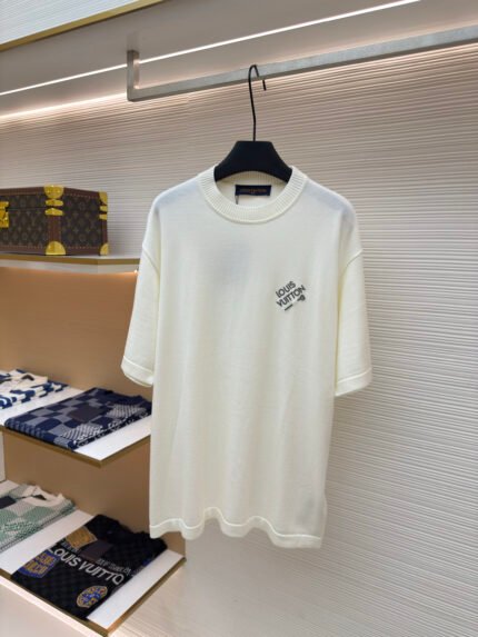 Louis Vuitton Short-Sleeve Shirt with Embroidered Letter Pins