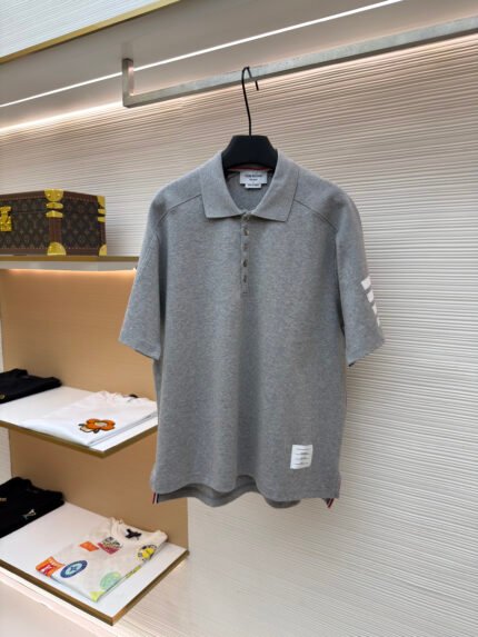 THOM BROWNE Ribbed-Sleeve Raglan Polo Shirt