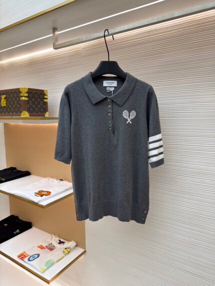 THOM BROWNE Tennis Racket Short-Sleeve Polo Shirt