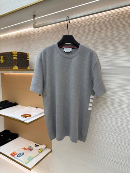 THOM BROWNE Short-Sleeve Polo with Four-Bar Stripe