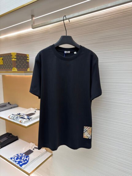 Burberry Classic Crew-Neck Cotton T-Shirt with Herringbone Logo and Check Label