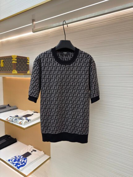 Fendi All-Over FF Knit Short-Sleeve Top