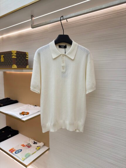 Fendi Open-Knit Polo Shirt
