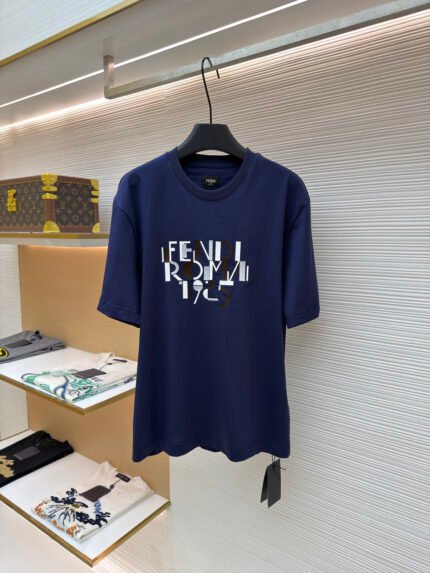 Fendi Short-Sleeve Top with Embroidered and Heat-Pressed Logo