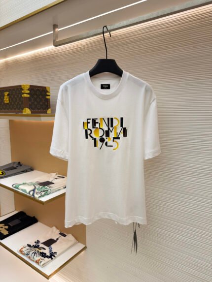 Fendi Short-Sleeve Top with Embroidered and Heat-Pressed Logo